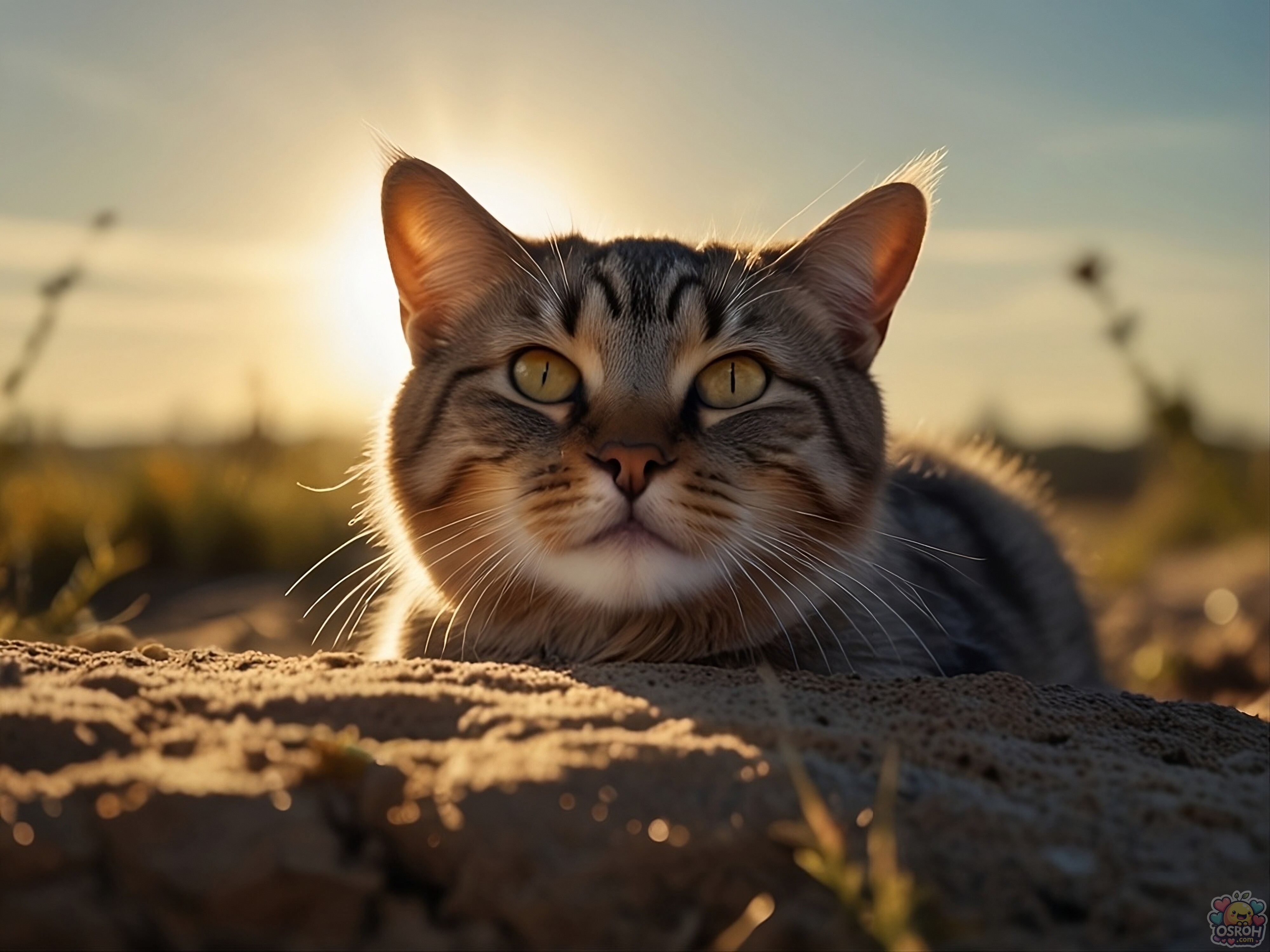 Cat Realistic Photo AI - laying happy cat under the sun light wallpaper