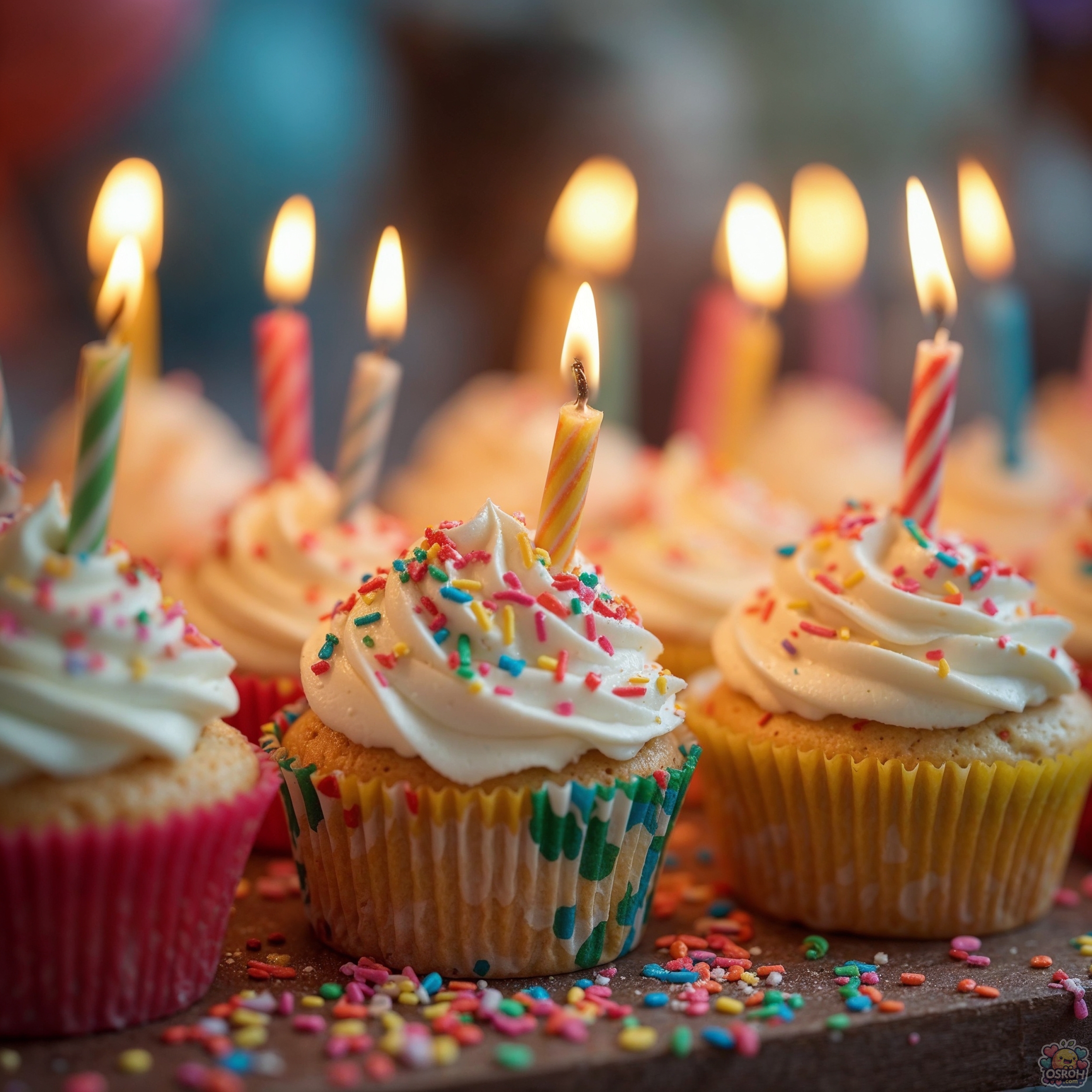 Colorful Happy Birthday Cupcakes Candle